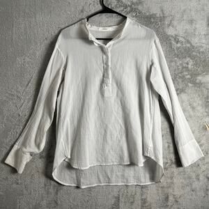 Lareida‎ White Sheer Gauze Cotton Blouse Coastal Minimal Boho Layering 38 US 4